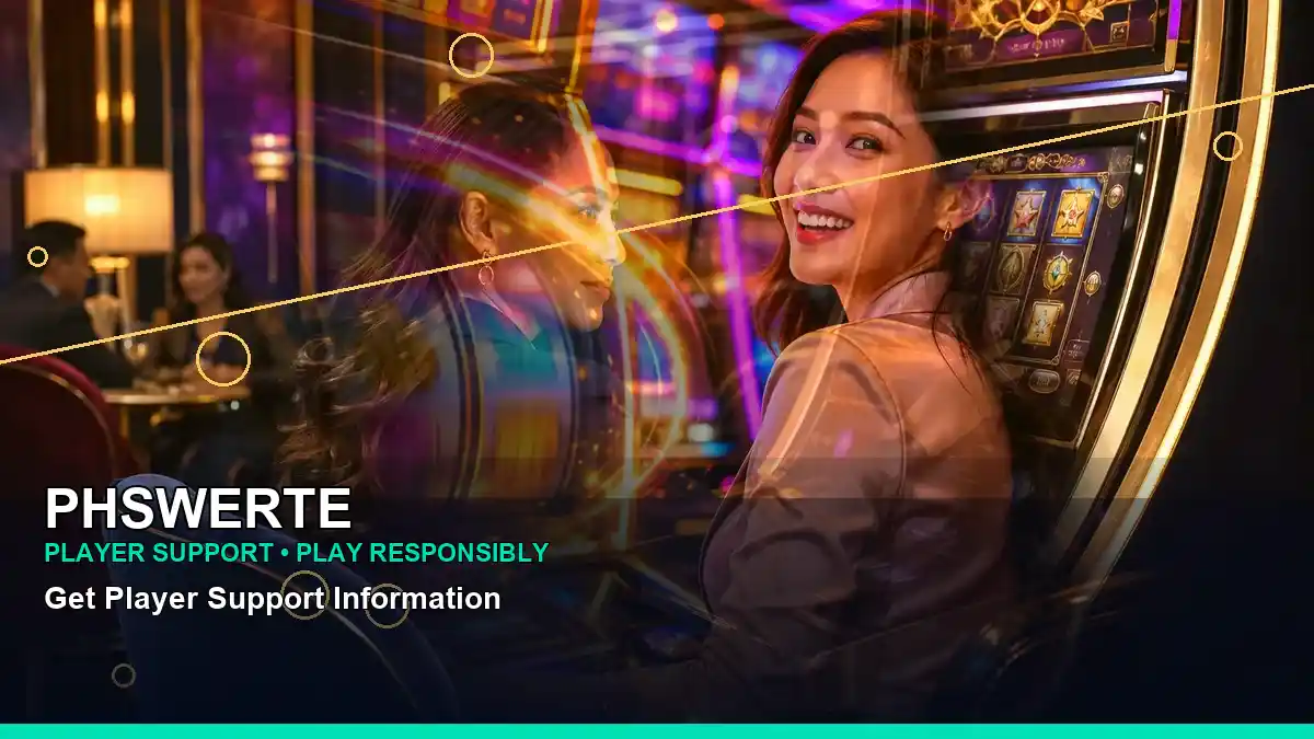 PHSWERTE VIP casino rewards featuring an adult Filipina casino host with a layered collage composition
