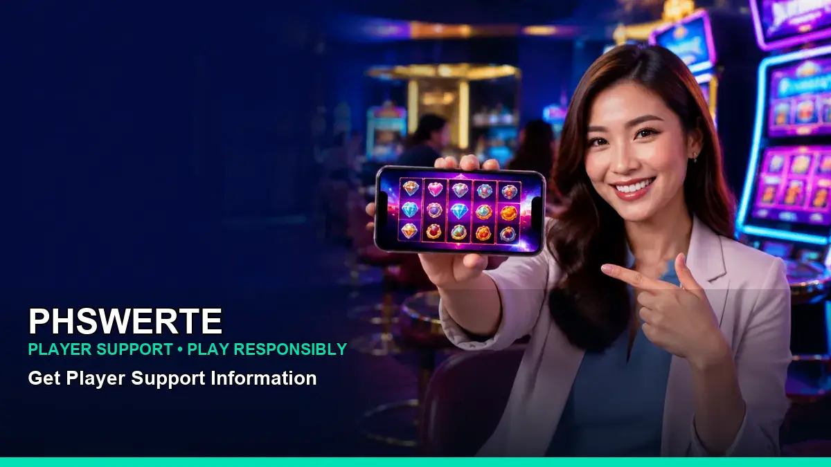 PHSWERTE play mobile casino games featuring an adult Filipina casino host with a dynamic composition